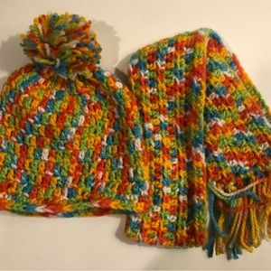 Childs Scarf and Hat Set Thick Yarn Size 1-3 Years Ready To Ship